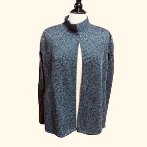 Trezo Black Tweed Poncho Cape One Size